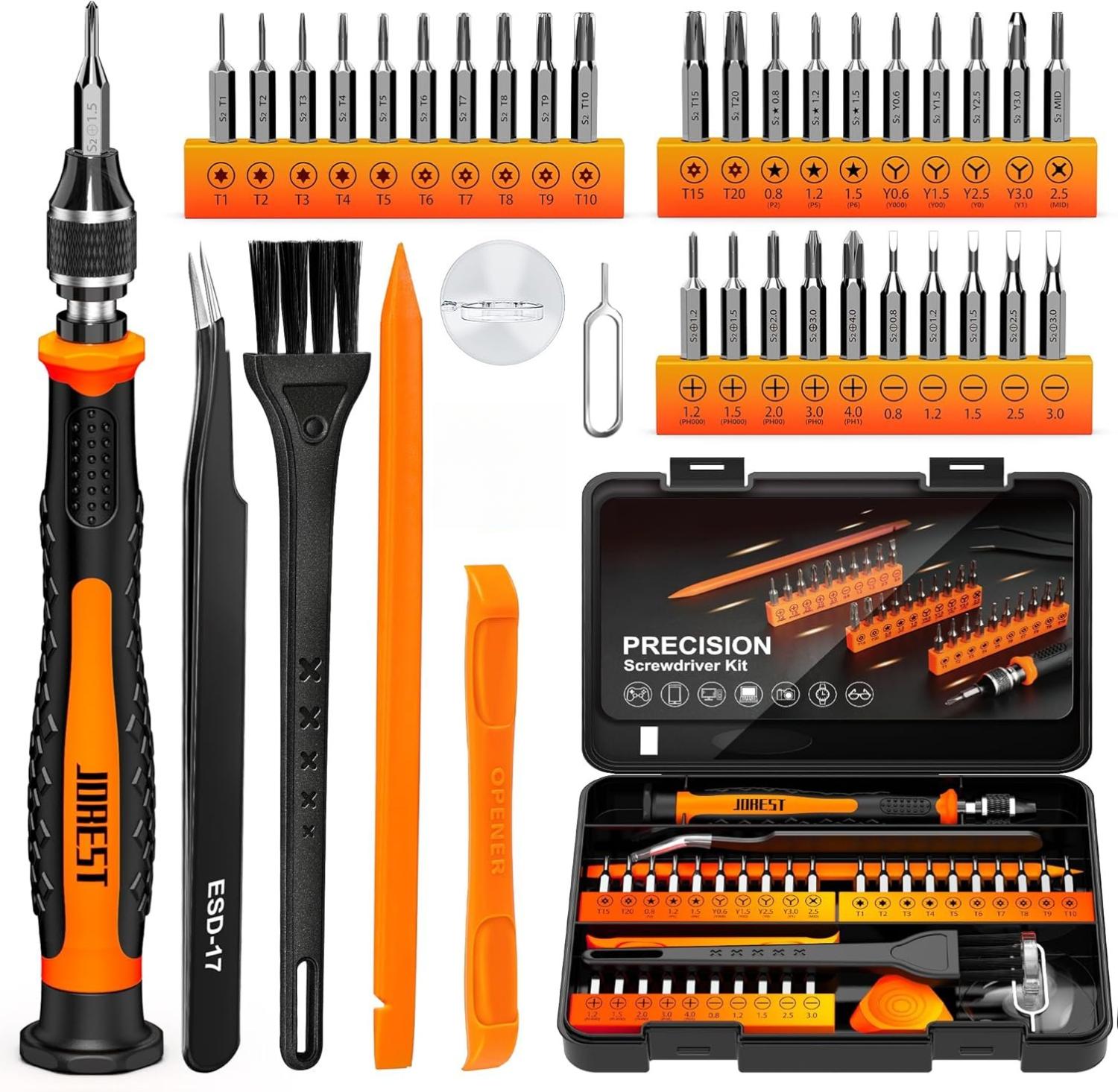 S2 Steel 38Pcs Small Precision Screwdrivers Set with Torx, T5, T6, T8 for Mac, PC, Laptop, iPhone, PS4, PS5, Xbox, Switch - Mini Repair Tool Kit