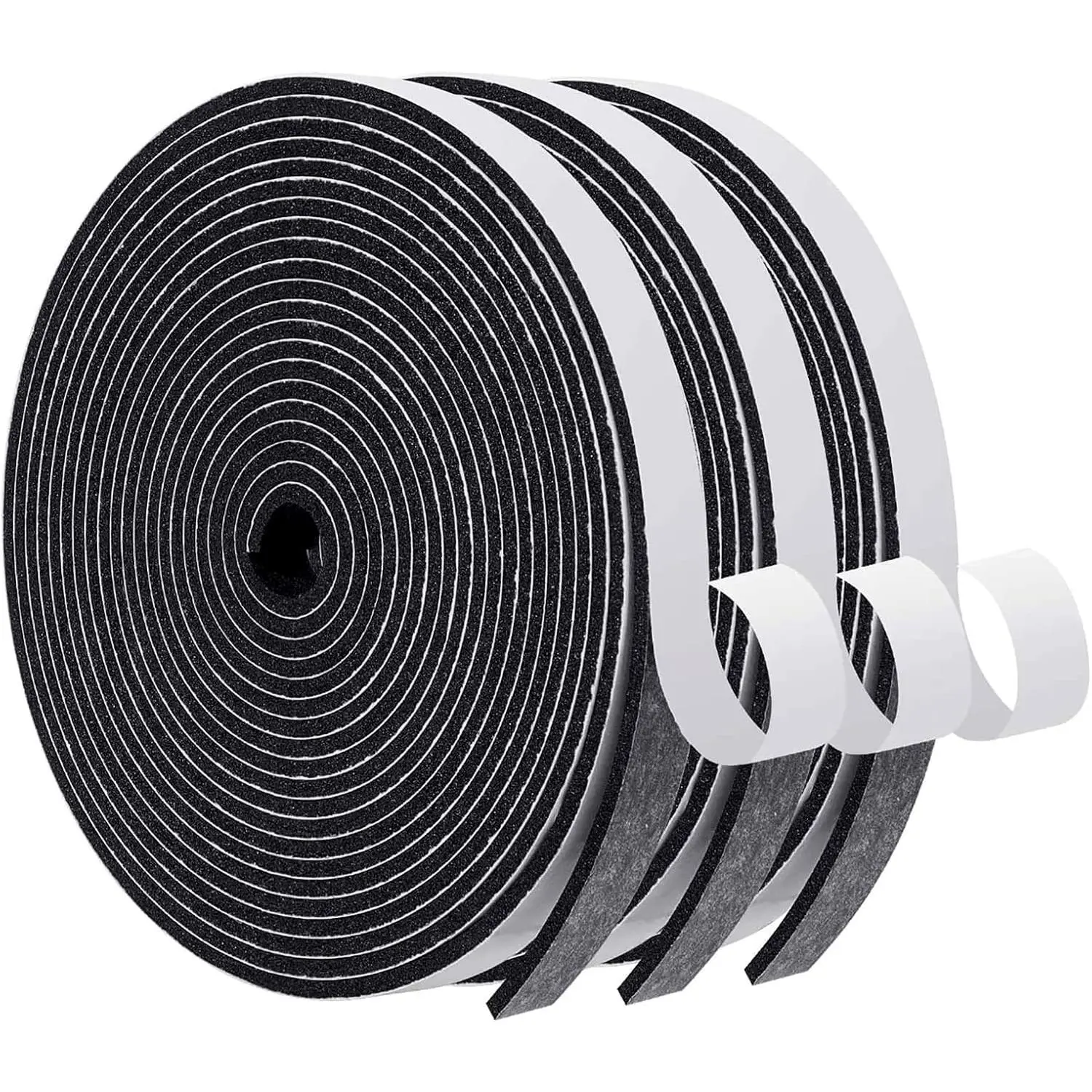 1/2in Wide X 1/8in Thick Weather Stripping Door Seal | Closed Cell Thin  Insulation Tape,  Weatherstrip Adhesive, Draft Stopper, Soundproof, 3 Rolls  50FT Black