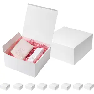 Gift Boxes with Lids 10x10x5 Inches 10 Pack Bridesmaid Proposal White Cardboard Gift Box for Presents Christmas Wedding Graduation Holiday Birthday Craft Present Packaging