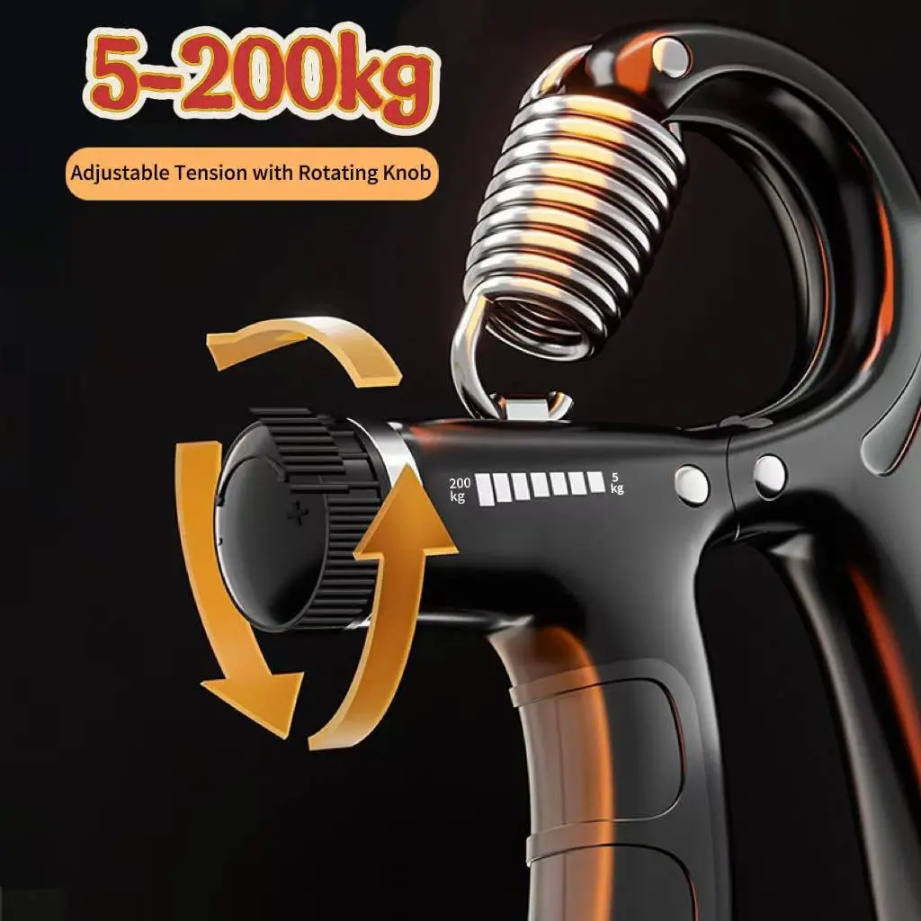Adjustable Grip Strengthener 5-200kg, Professional Hand and Forearm Fitness Equipment, Counting Feature for Effective Training
