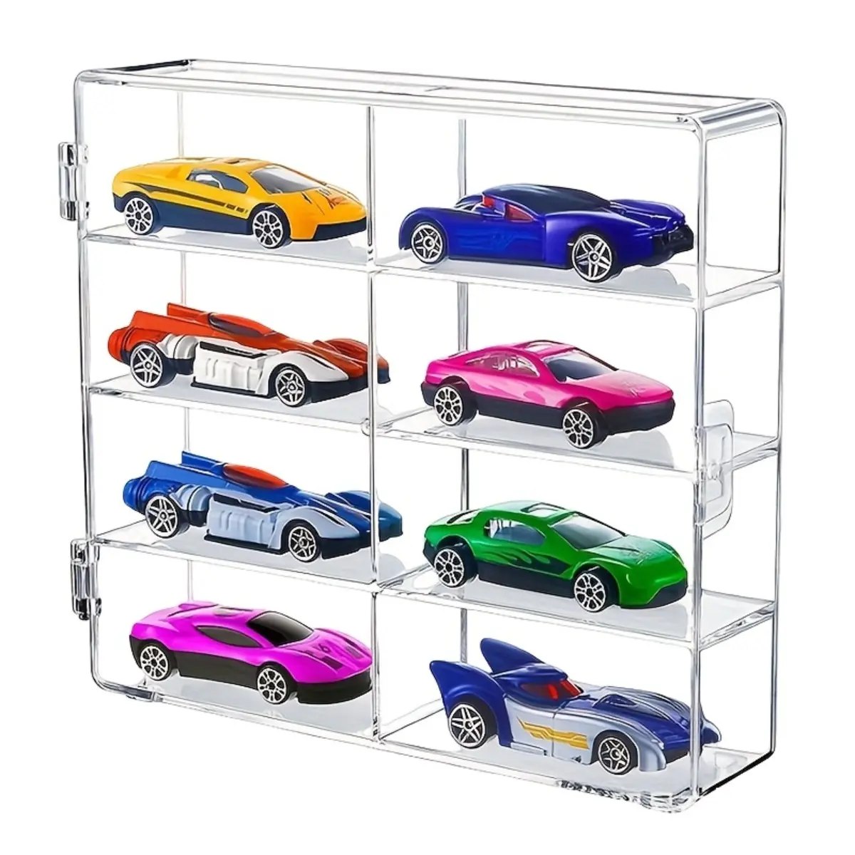 1 Pc 8 Slot Diecast Car Display Case, Clear Dustproof Model Car Storage Box with Opening Door, Transparent Showcase Organizer for 1:64 Scale Toy Cars, Collectible Display Rack for Desktop, Home, Office, Hobby Collection and Gift Display