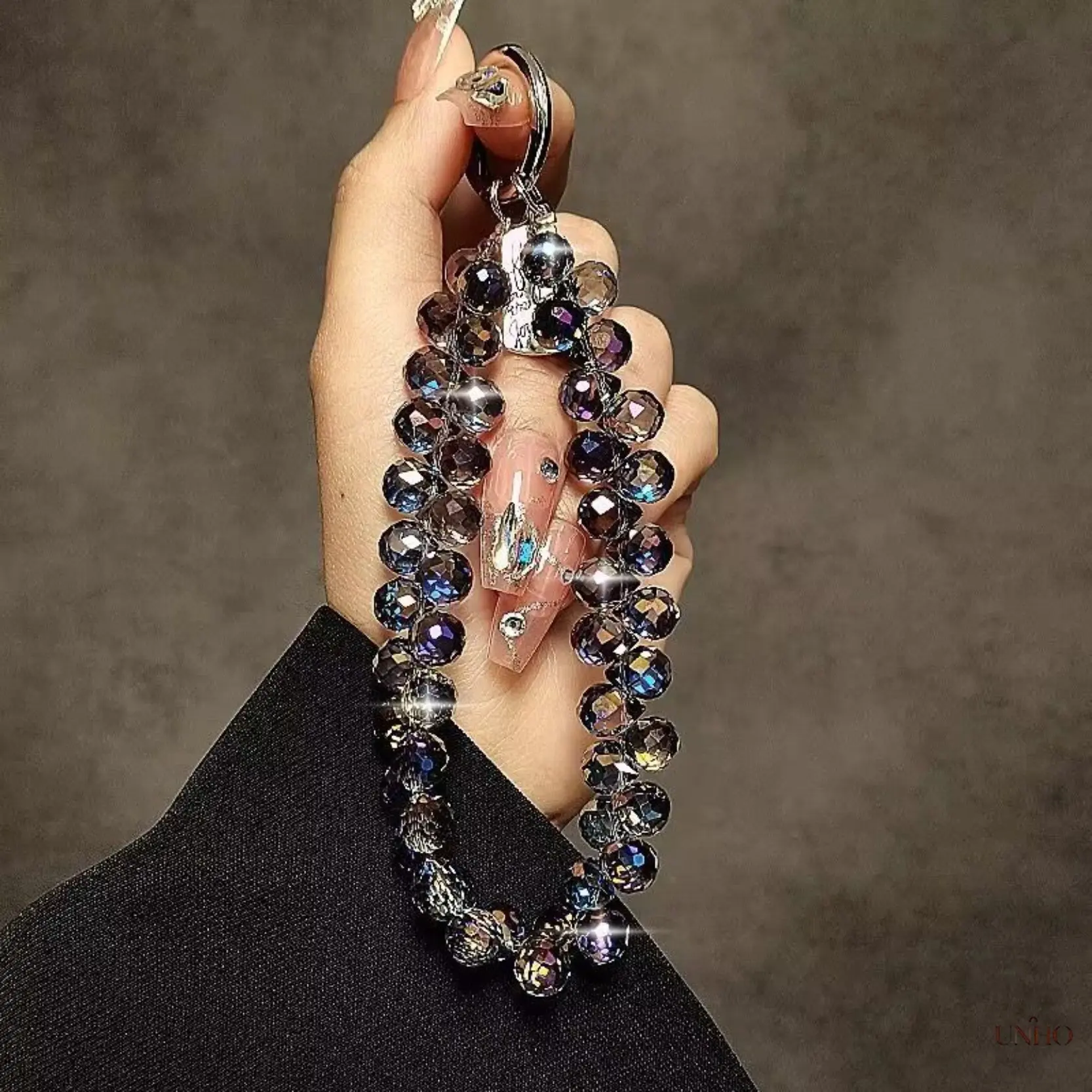 Classy Luxury Short Water Drop Crystal Mobile Phone Lanyard, Handmade Beaded Wrist Chain, Anti‑Lost Decor Hanging Ornament For Satchel Bags