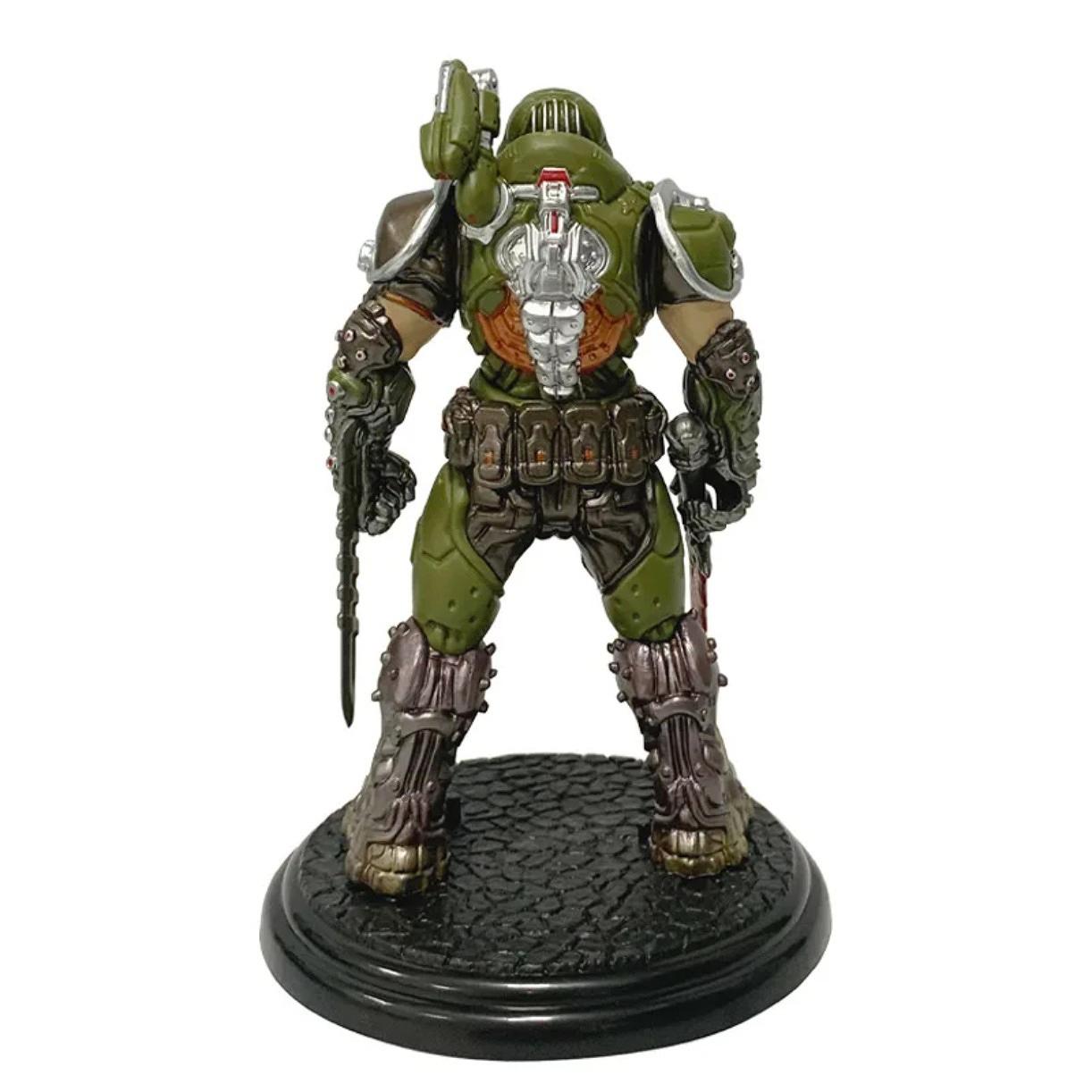 21CM Doom Slayer Eternal Action Figure PVC Collectible Model Statue Destroy Hunter Arkham Figurine Desktop Decor Decompression Toy Birthday Gift For Kids And Adults Gamer Collection Viral Toy Gift