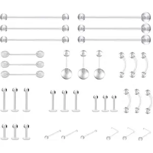 Clear Piercing Retainers for Surgery - Plastic Nipple Rings, Nose Retainer Kit Belly Button Jewelry Bioflex Earrings, Septum, Lip, Tragus, Industrial Bars