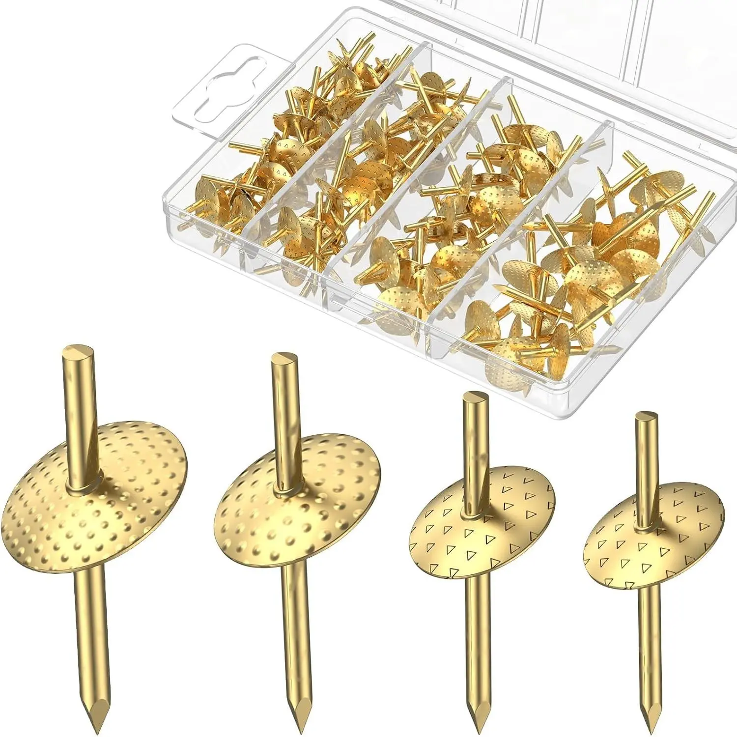 Uniclife 80-Pcs Gold Picture Hanging Kit with Hooks - 4 Sizes Long Picture Hangers, Nails for Photo Frames, Artwork, Mirrors, Wall Decor, Hook