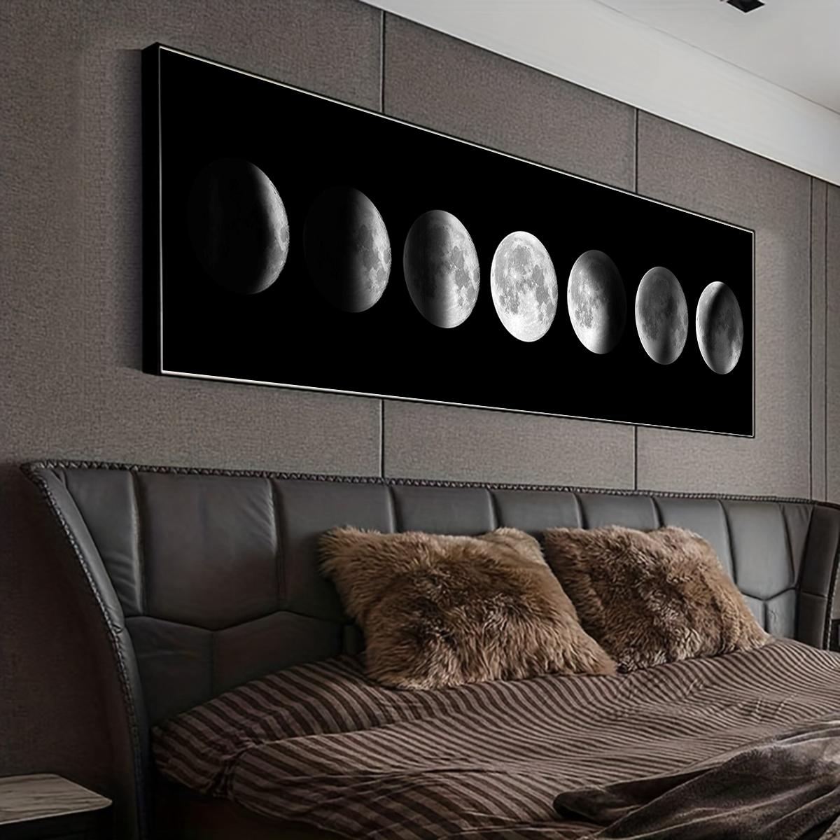 Moon Phase Pattern Unframed Painting, 1 Count Modern Artistic Canvas Wall Art, Wall Art Decoration, Wall Decor for Home Living Room Bedroom Office, Room Decor, Home Decor, Ornaments