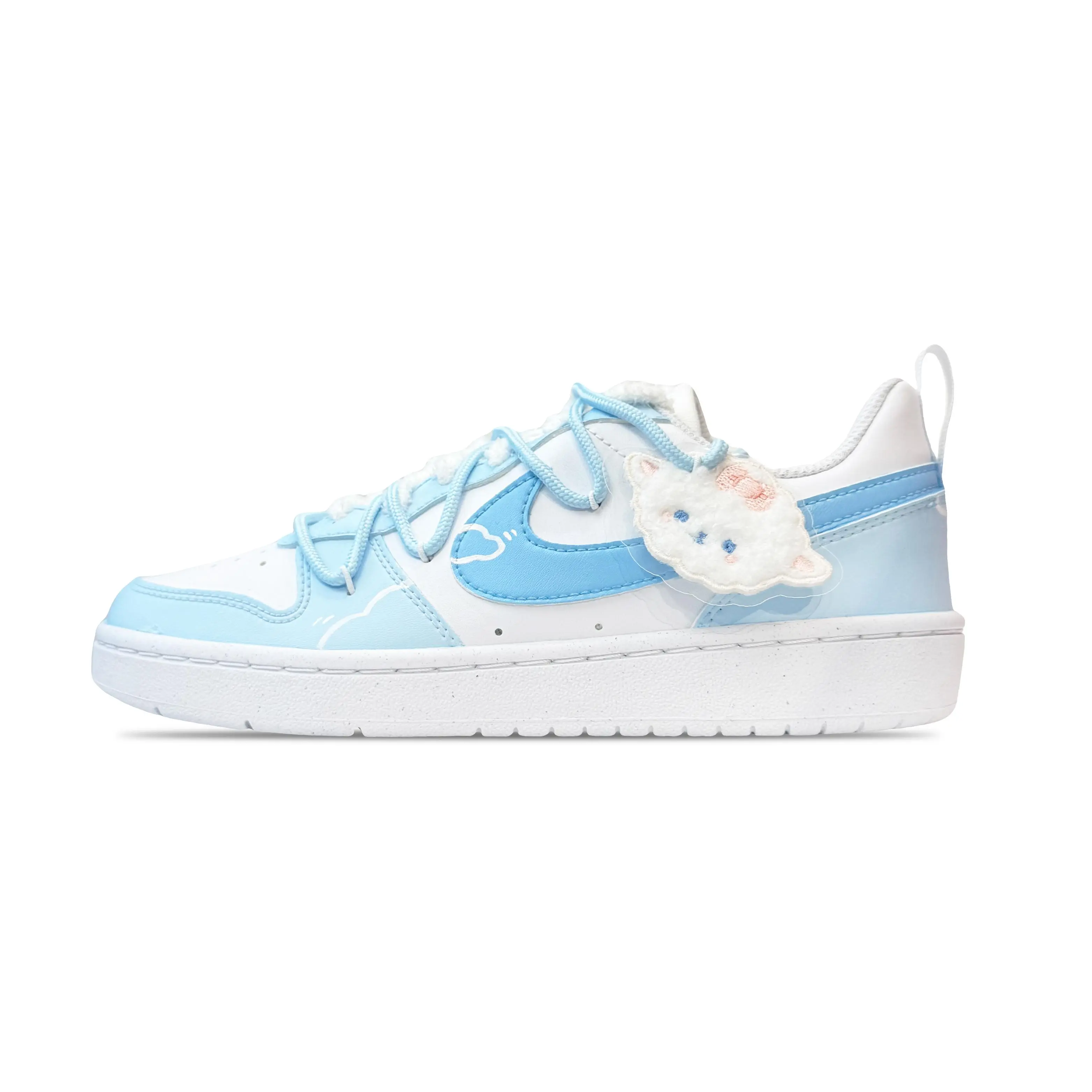Nike Court Borough Custom Sneakers for Women – Light Blue, Soft Cloud-Like Design, Youthful and Retro Style Verifiable, with credentials and supporting global authentication