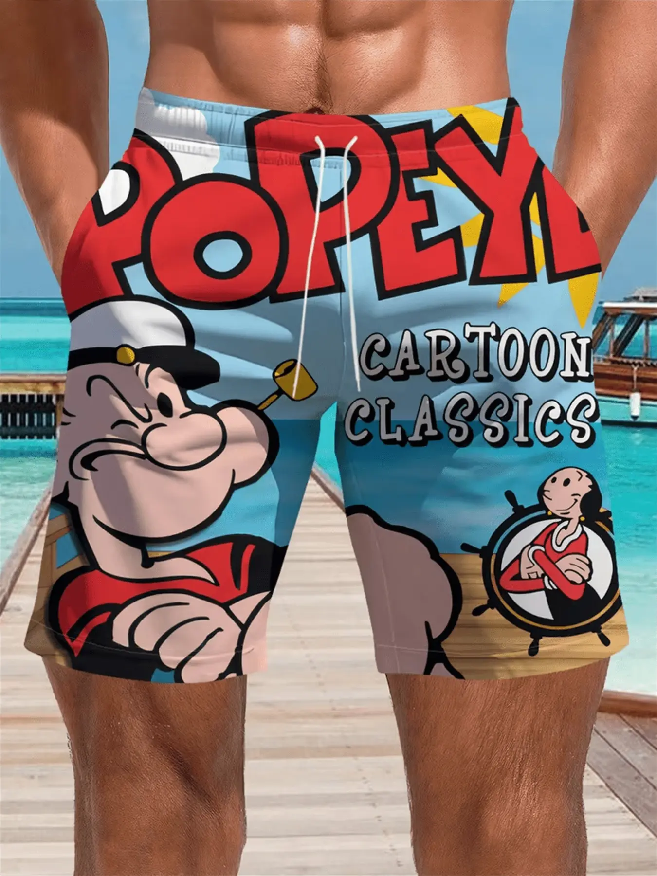Men's Quick-Dry Breathable Beach Shorts, Drawstring Swim Shorts, Multicolor Print, Elastic Waist, Drawstring, Pockets, Ideal for Beach, Pool, Gym, Outdoor Activities