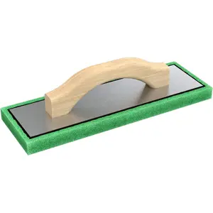 Green Foam Float 12" x 4" x 3/4" with Wood Handle Durable Aluminum Backing for Smooth Finishing