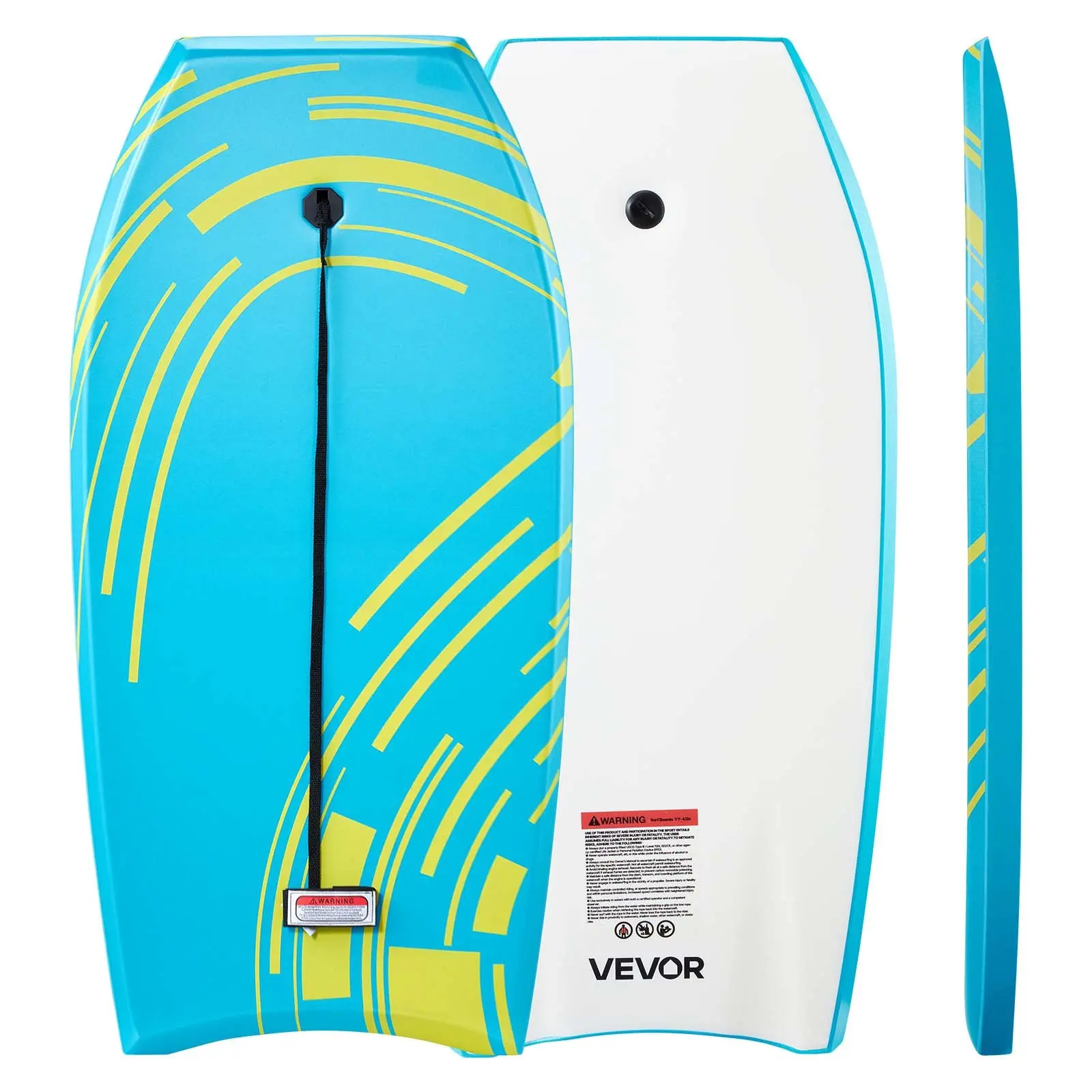 VEVOR 42-Inch Bodyboard, Body Board Trainer with EPS Foam Core Wrist Leash, UV-Resistant Beach Bodyboard for Beginners, Youth Up to 180 lbs