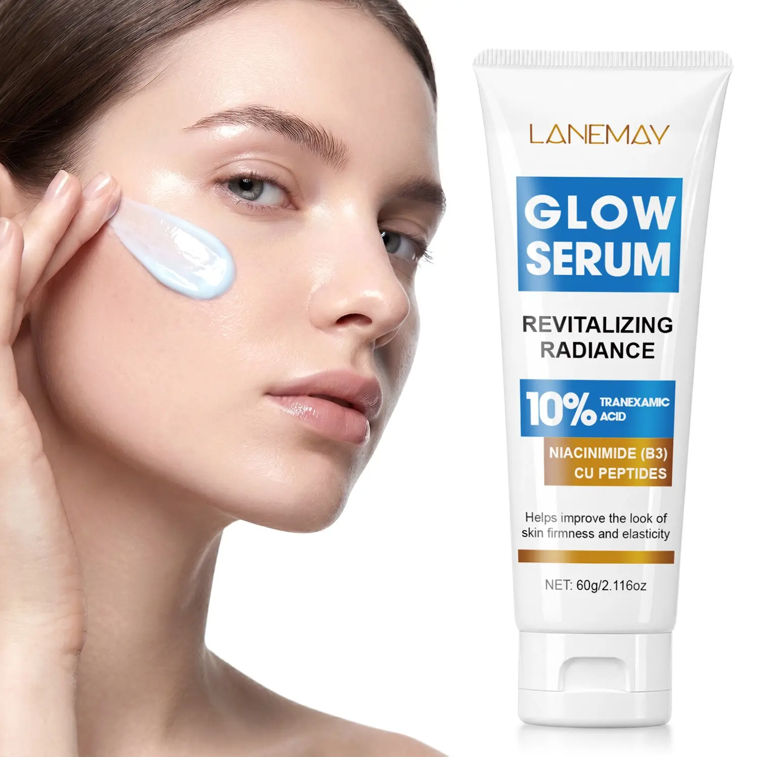60g 10% Tranexamic Acid Glow Serum with Copper Tripeptide, Niacinamide - Helps Improve Look of Skin Firmness & Elasticity - For Dull & Laxity Skin, Daily Radiance Serum