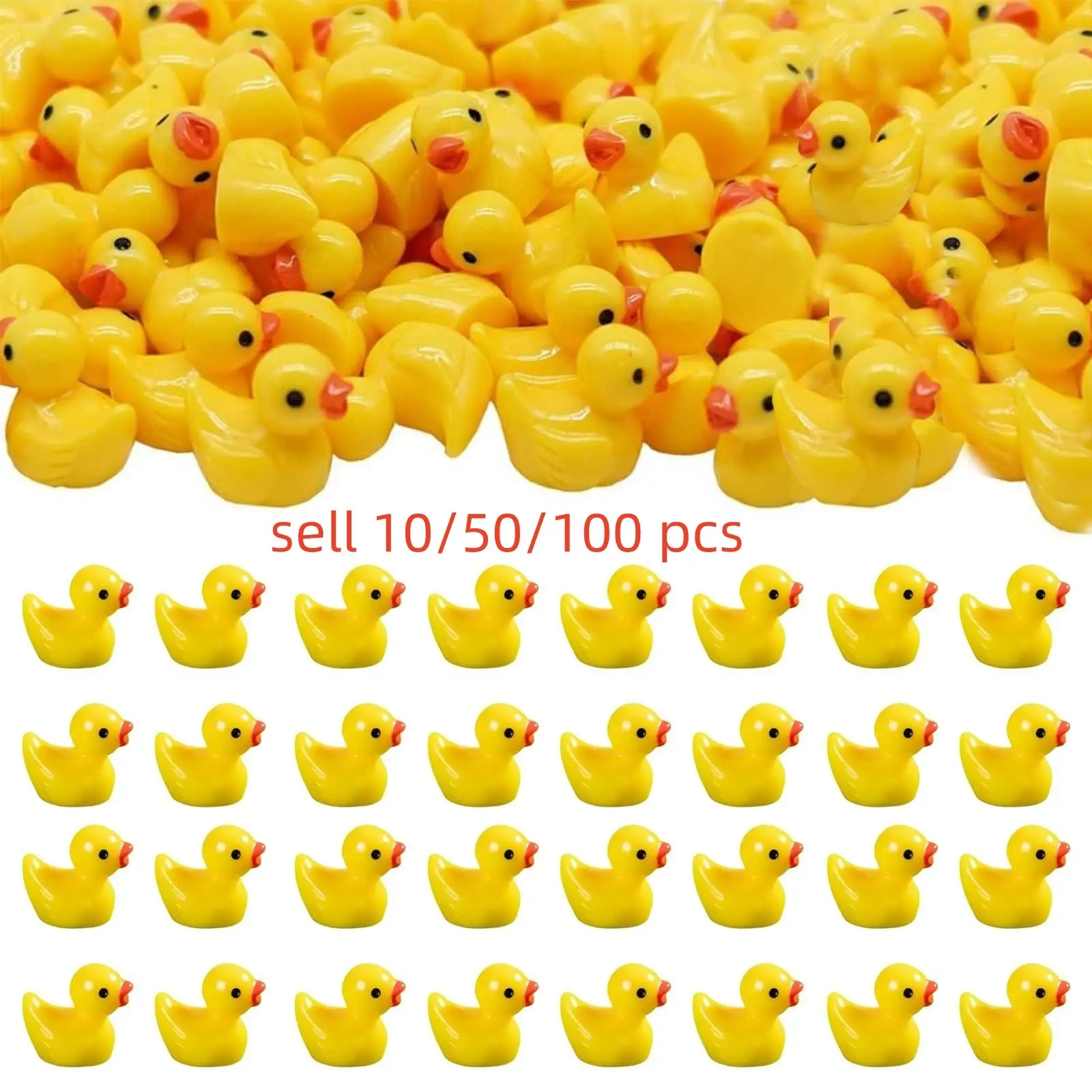 10/50/100pcs Mini Resin Yellow Duck Statue, Resin Ducks, Yellow Duck Ornament, Aquarium Decoration, Garden Landscape, Suitable for Crafts, Dollhouse Decoration, Garden Flower Pots and Cake Decoration, DIY Potted Plant Accessories.