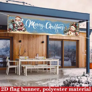 2D Flat Merry Christmas Door Banner, No Electricity Needed for Indoor Outdoor Holiday Party Decoration