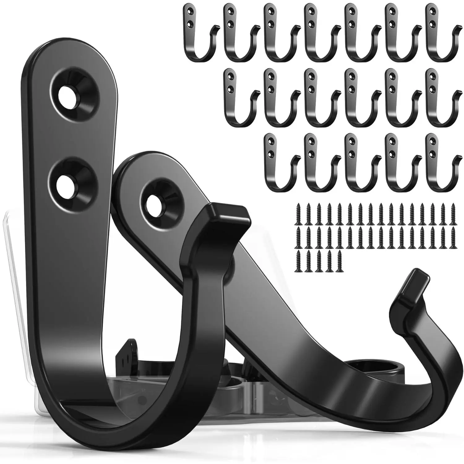 20-Pack Coat Hooks for , Heavy Duty Black Metal Wall Hooks | Single Prong  Hooks with Screws for Towels, Backpacks, Hats, Kitchen Hook