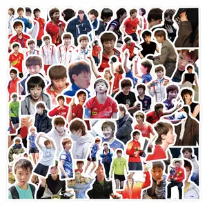 104 Pieces Table Tennis Player Wang Manyu Cartoon Stickers, Luggage Water Bottle Skateboard Stickers, Fun Decorative Accessories