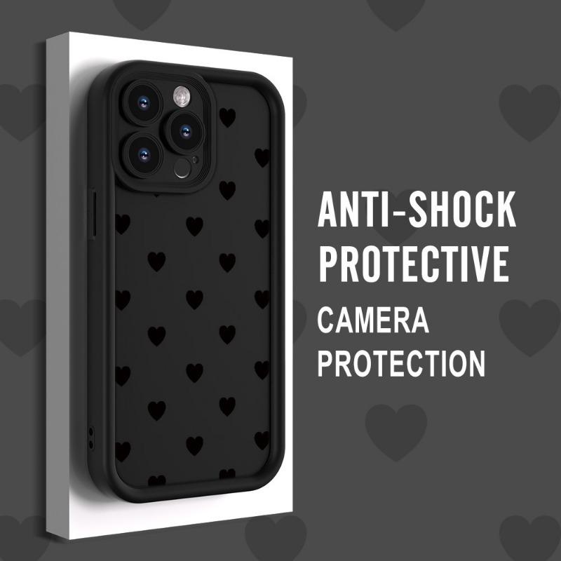 Popular Love Heart Pattern Case for iPhone 17 16 15 14 Pro Max 13 12 11 XR XS Air Plus Shockproof Non Slip Military-Grade Protection Silicone Cover