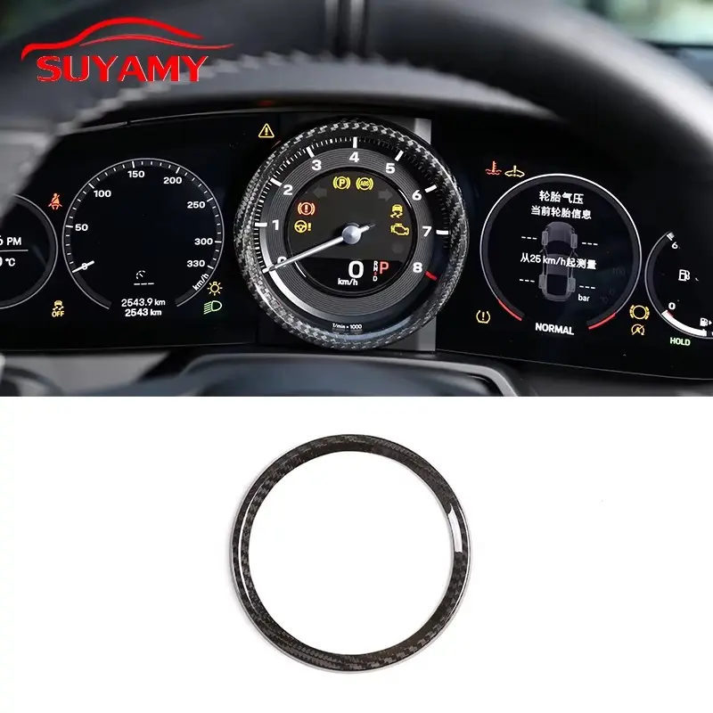 For Porsche 911 2019-2024 Real Carbon Fiber Dashboard Decoration Ring Tachometer Frame Trim Stickers Interior Accessories