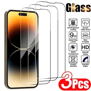 Tempered Glass Screen Protector for iPhone 15 Pro Max, Mica Material for iPhone 15 Pro, Glass Film for iPhone 15, Durable and Clear Protection