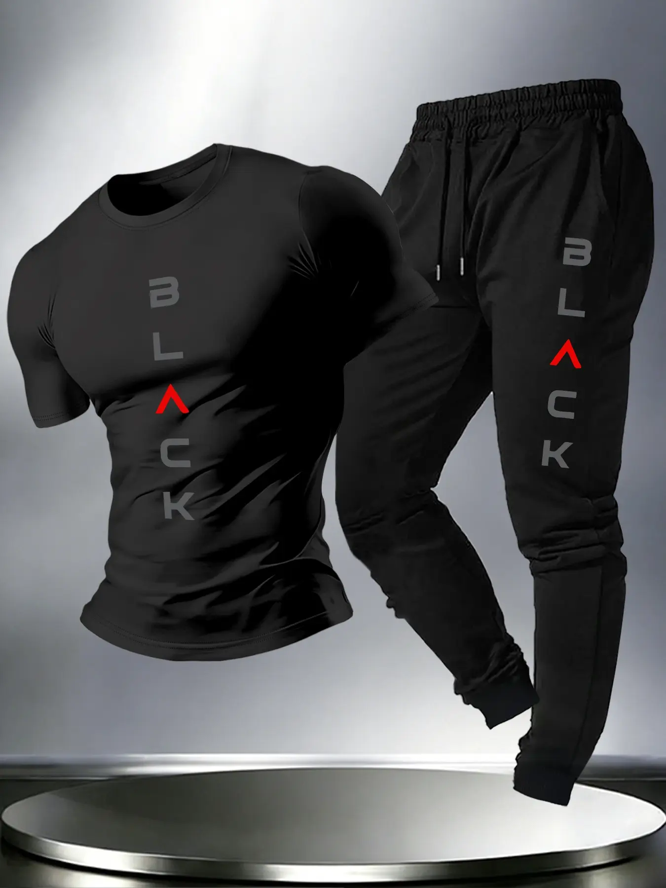 Men's 2 Piece Tracksuit Set Crew Neck Short Sleeve Letter Print T Shirt & Elastic Waist Jogger Pants Slim Fit Athletic Outfit For Gym Workout Daily Sports Urban Casual Leisure Wear Gym Sets