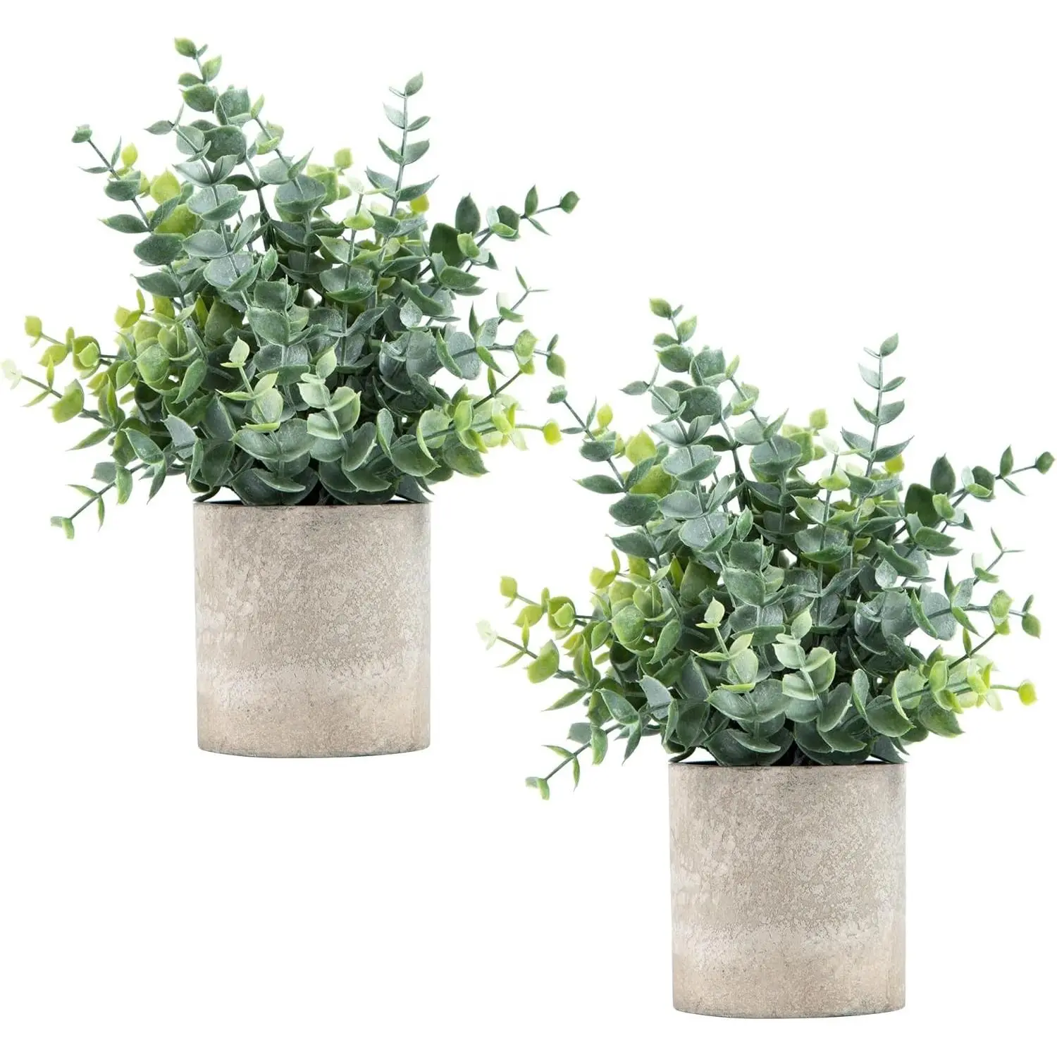 Coferset 2-Pack Sage Green Small Artificial Eucalyptus Potted Plants, Decorative Fake Greenery for Bathroom Shelf, Office Desk, Farmhouse Home Small Space Decor
