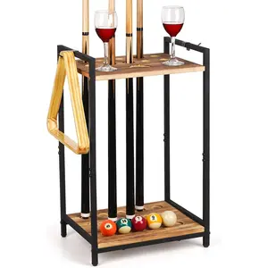 Pool Stick Holder - Freestanding Pool Cue Holder Floor Stand Wooden Cue Stick Holder 10-Hole Billiard Cue Racks for Game Room Billiard Room Decor Club Pool Table Accessories