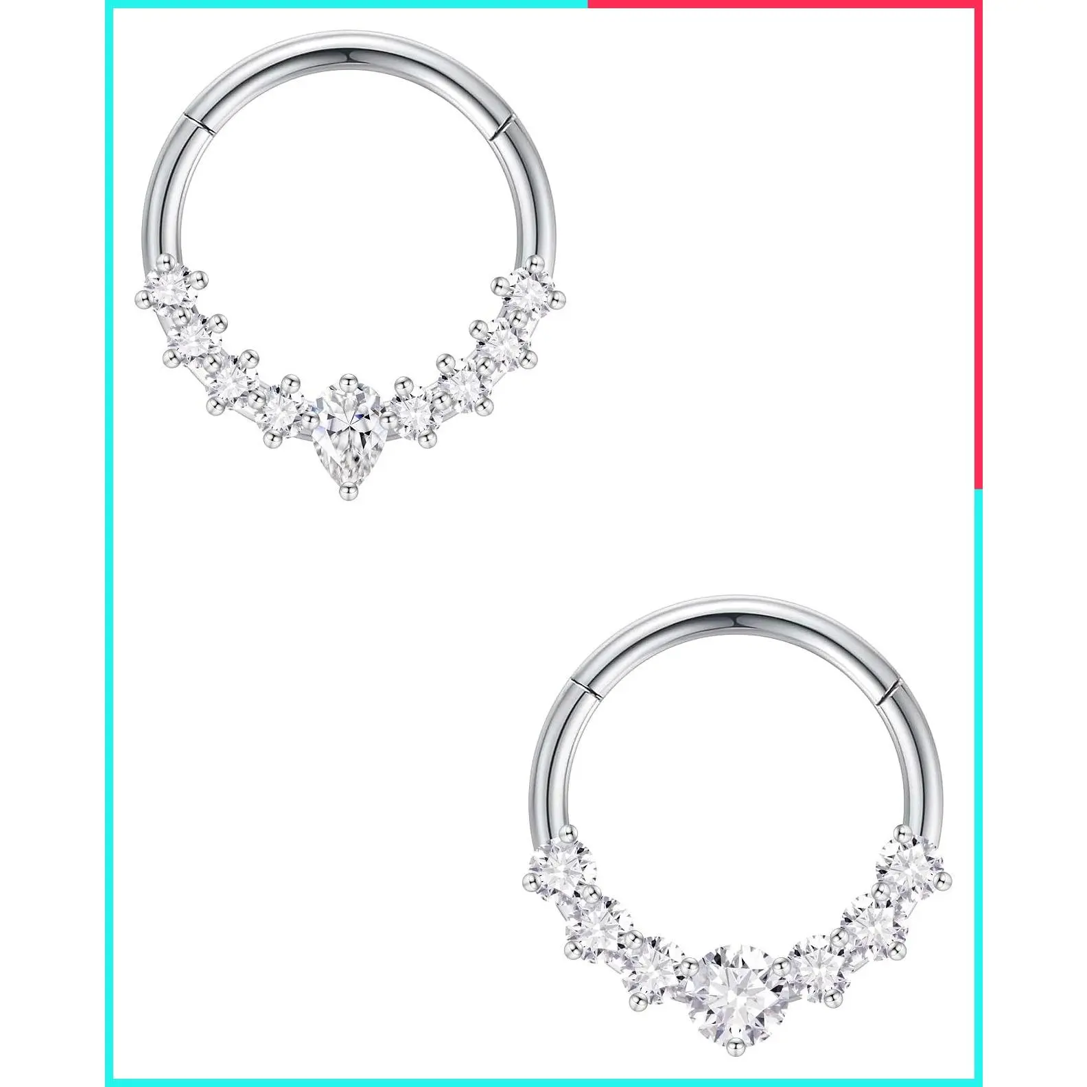 2pcs 16G Septum Rings Daith Piercing Jewelry Hypoallergenic Surgical Stainless Steel Nose Rings for Women Silver Gold Septum Clicker Rings 8mm 10mm 12mm