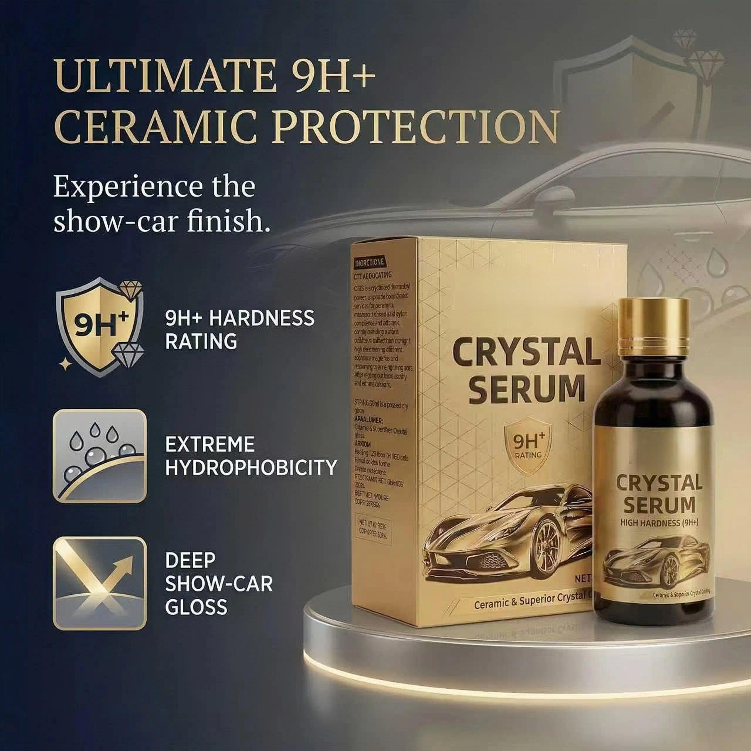 Crystal Serum – Advanced Graphene Ceramic Coating for Cars(50ML),9H Graphene Coating for Auto Car Detailing,10+ Years of Long Lasting Car Protection,Gloss Hydrophobicty Anti Scratch