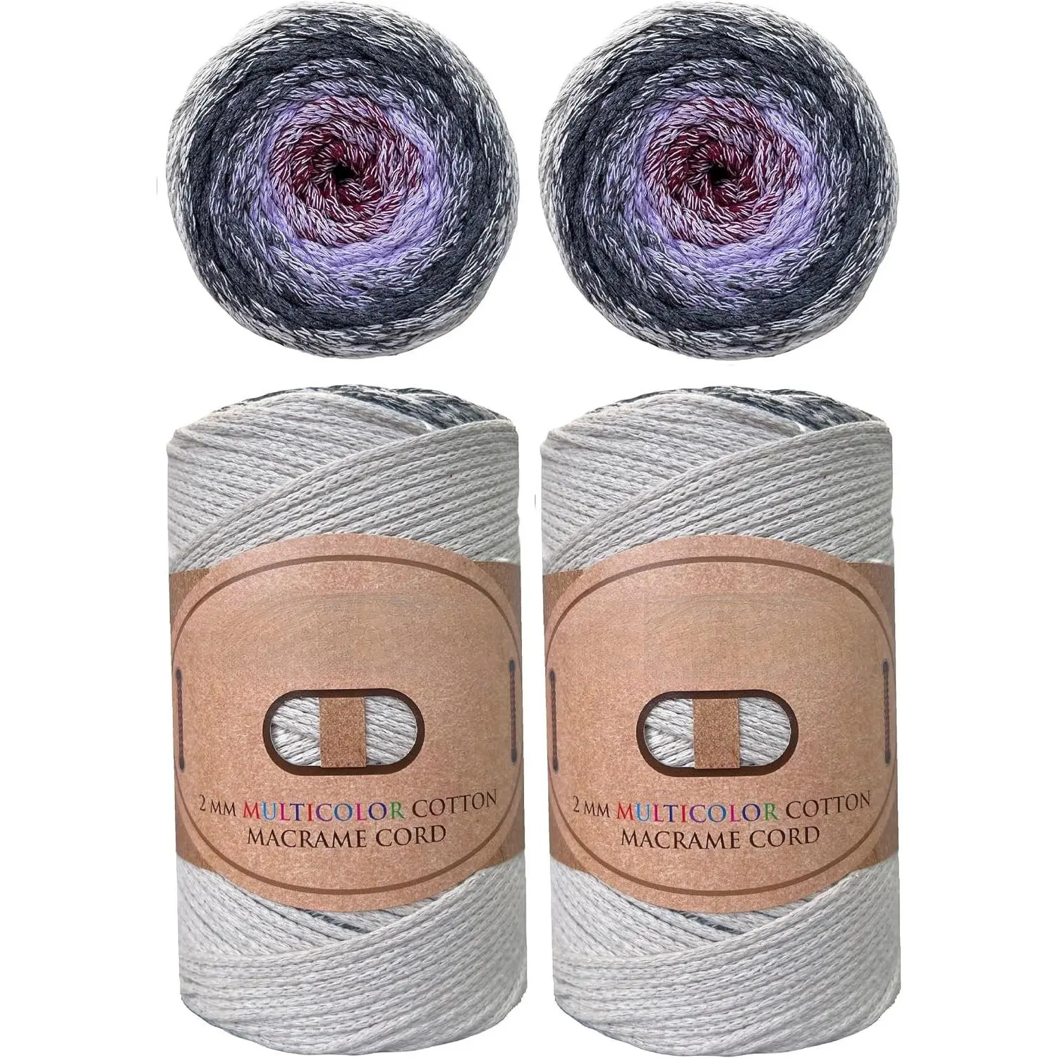2mm Multicolor  Macrame Cord 246 Yards (225 Mt)   Rope, Rainbow Yarn Crochet Macrame Bag Craft for Wall Hangers, Bags, Bottom Plates, Carpets (512)-1