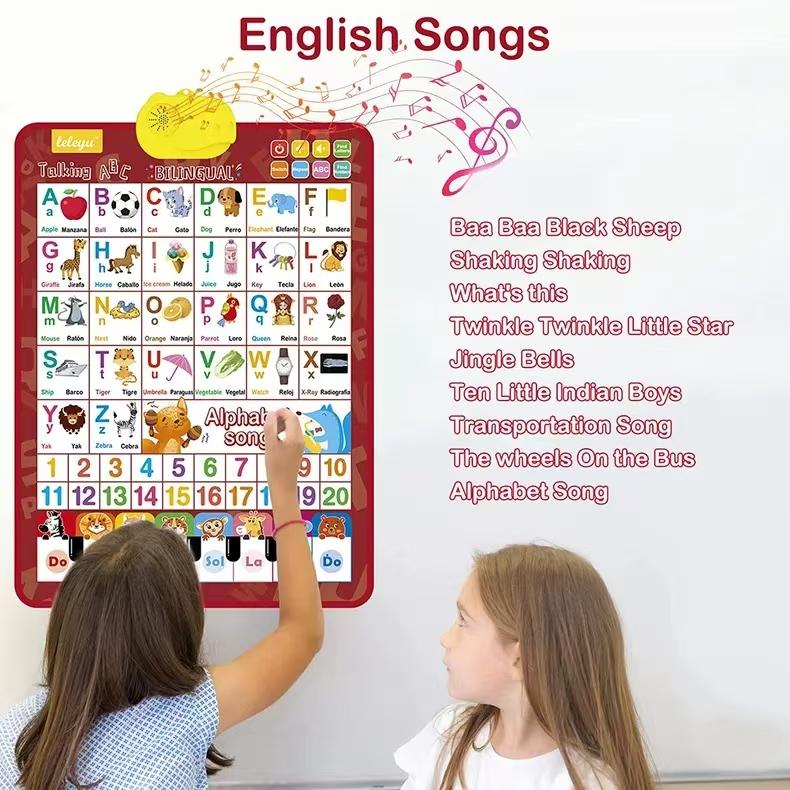 English-Spanish 26-Letter Family Education Wall Chart Point-and-Read DeviceChildren's Early Education Learning Machine Electronic Educational Equipment Homework Machine