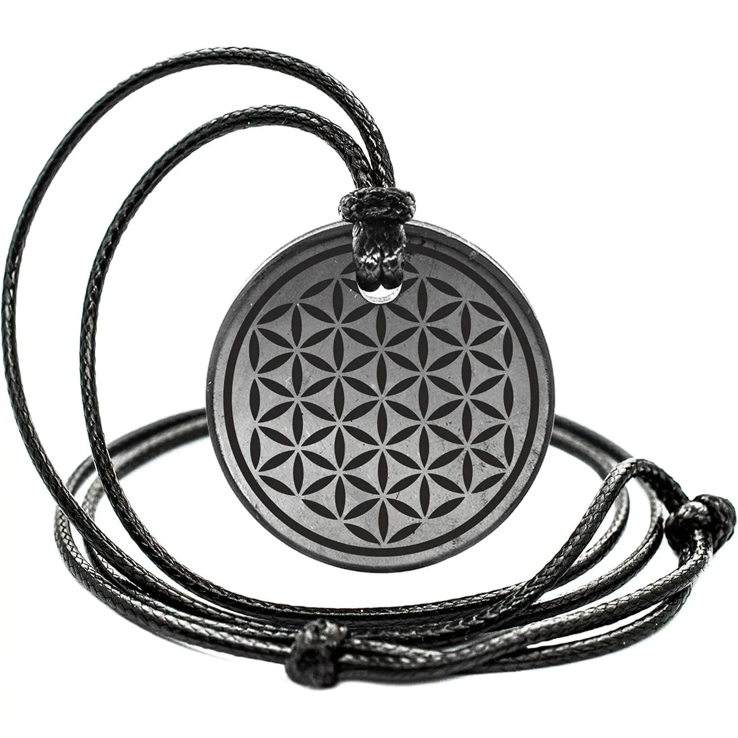 Shungite Pendant Engraving Sacred Geometry