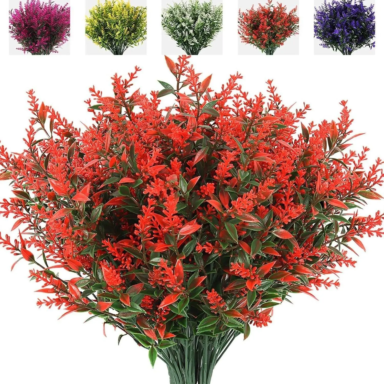 New 16PCS Lavender Synthetic Shrub Flower Bouquet with UV Protection - Flower Hedge - Indoor and Outdoor Decoration - Wedding Table Flower Arrangement - Autumn and Spring Flower Fillers - Halloween and Christmas Decorations