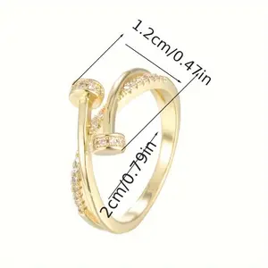 A Women'S Ring Featuring a Cross-Line Design Inlaid with Zirconia Stones