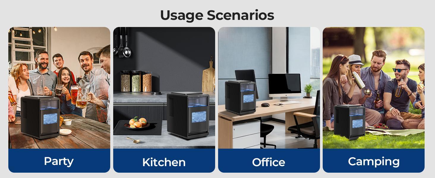 Kismile Crescent-Shaped Ice Maker Countertop, Self-Cleaning Portable Ice Machine with LED Display, Fast Ice Making for Seafood/Home/Office/Bar Kismile Crescent-Shaped Ice Maker Countertop, Self-Cleaning Portable Ice Machine with LED Display, Fast Ice Making for Seafood/Home/Office/Bar