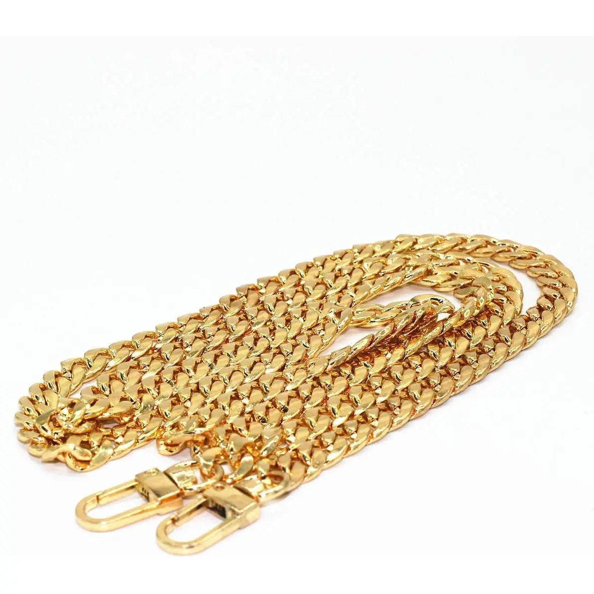 47"/120cm Gold Iron Flat Chain for Handbag Shoulder Bag Crossbody Bag Purse Chain Strap Replacement, with Metal Buckles- 6 OZ in Weight (Gold)