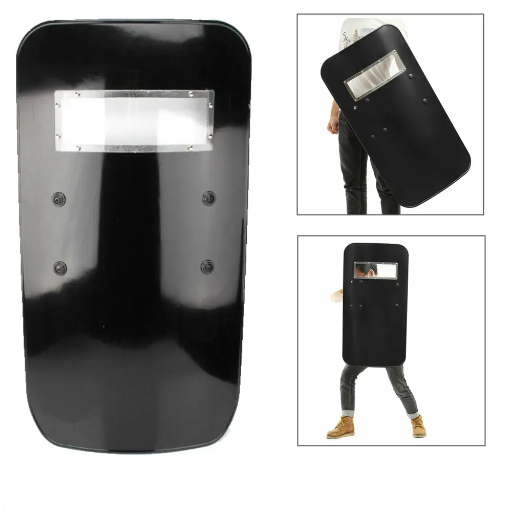 Polycarbonate Handheld Anti-Riot Shield, 3.5mm Thick, 47x90cm, Forearm Mount, Impact-Resistant for Tactical Security Personnel, Role Players