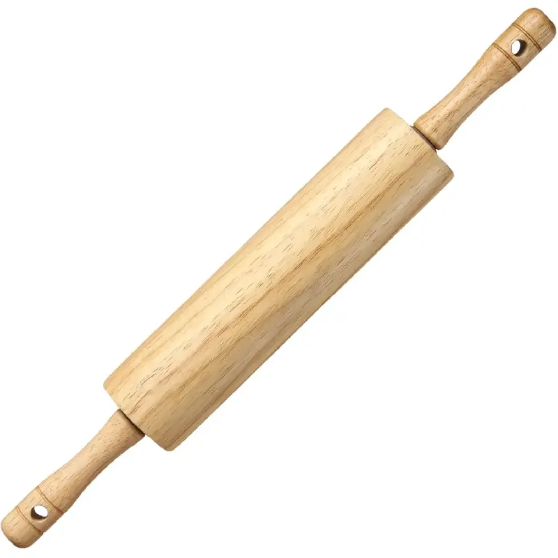 Rubber Wood Rolling Pin for Baking, Kitchen Dough Roller With Handles, Rodillo Para Masa, Rolling Pin for Dough, Pizza,Bread, Fondant & Tortilla