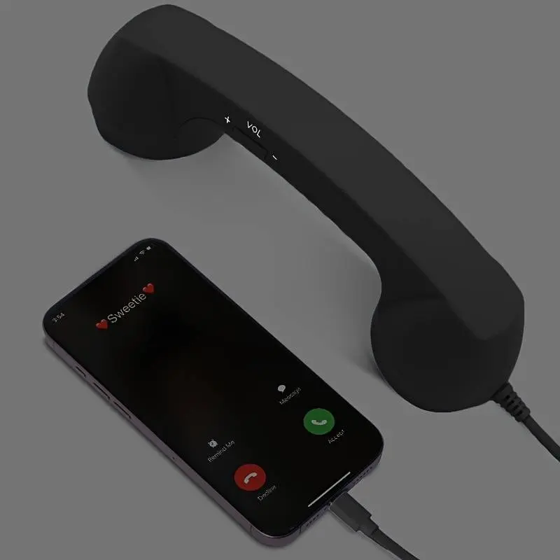 Vintage Design Wired Phone with Type-C Interface, Retro Landline for iPhone Android Smartphones Compatibility, Comfortable Grip Handle, Fashionable Mobile Accessory