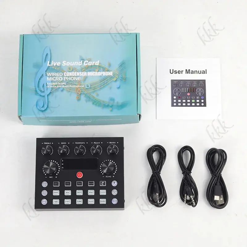 V8S English Live Audio Interface BM800 Desktop Set Mobile Live Streaming And Podcast Audio Interface Set