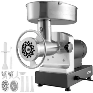 VEVOR Electric Meat Grinder, 992 Lb/H Capacity, 1100W (4600W MAX) Industrial Meat Mincer with 2 Blade, 3 Grinding Plates, Sausage Maker Kubbe Kit Carbon Steel Commercial Meat Grinder, ETL Listed