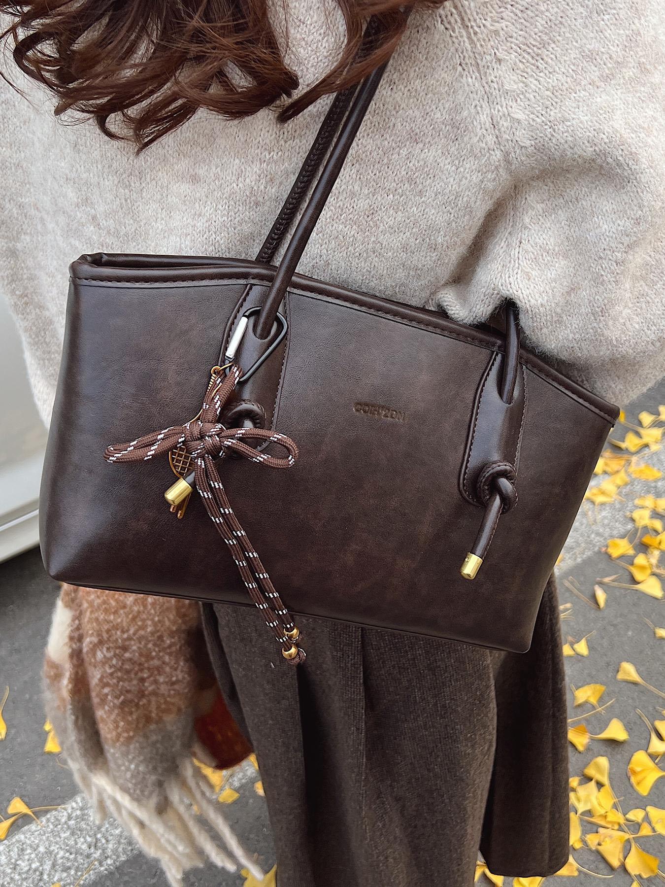 26 Women's Elegant Solid Color Hobo Shoulder Bag, Fashionable Large Capacity Crossbody Bag for Daily Used, Casual Trendy Versatile High-quality Daily Commuting Bag