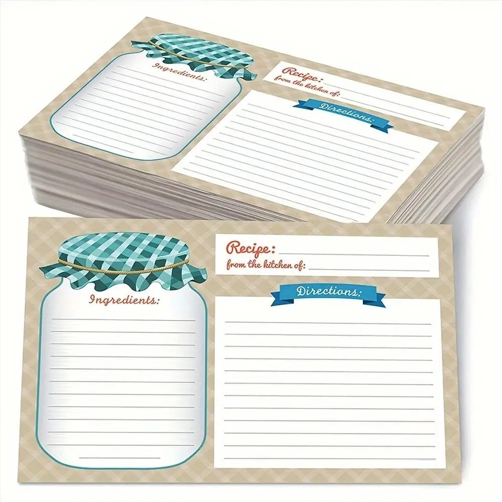 Kitchen Recipe Cards, 25/50 Sheets, 5.5x4 Inches, Blank Both Sides, Floral Design, Ideal for Wedding Gifts, Mom's Gift, Kitchen Organization