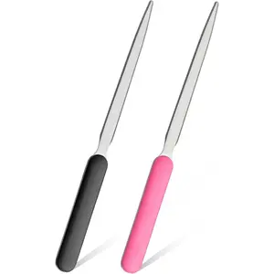 2 Pcs Letter Opener Stainless Steel Envelope Slitter Lightweight Mail Envelope Opener for Office Home School Supplies Black Pink