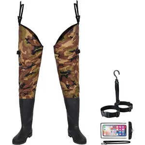 Waterproof Lightweight Fishing Hip Waders for Men & Women with Boots, 2-Ply PVC/Nylon Bootfoot for Fishing & Hunting