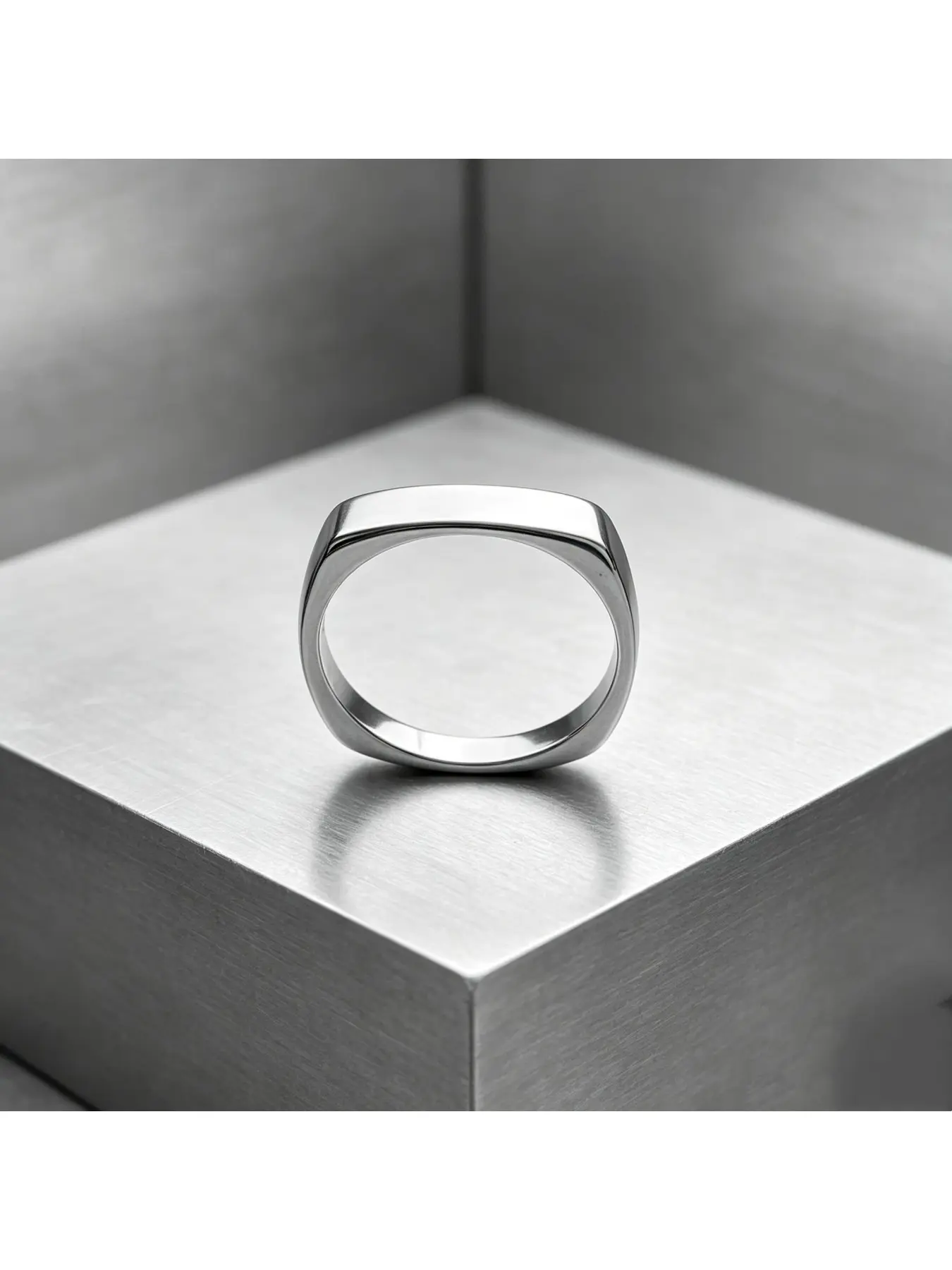 Matte Polished Square Flat Minimal Plain Silver Wedding Band, Sleek Geometric Eternity Band, Low-key Luxury Birthday Gift for Office Women, Daily Stackable Women Jewelry, Fit for Independence Day Gatherings and Christmas Memorial Gift Occasions