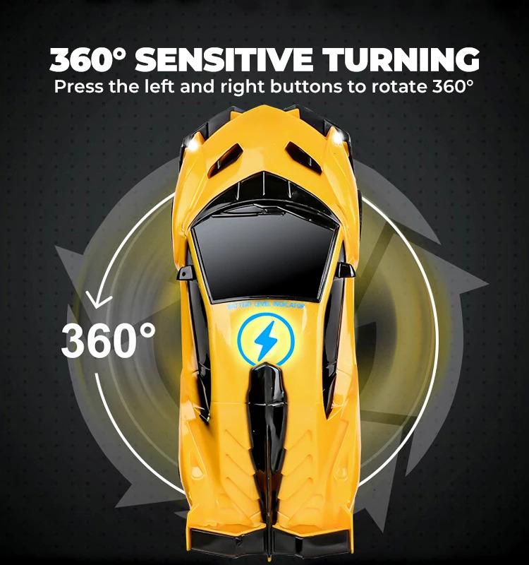 New Wall Climbing Remote Control Car Expert Level Gravity Defying RC Car Christmas Gift for Boys Rechargeable Alloy Cyber-Truck Transformable Mini Forklift Toy Dual-Tire Drift High-Speed LED Off-Road All Terrain 2.4GHz Monster