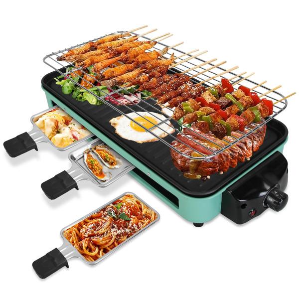1500W Electric Indoor Grill 2-in-1 BBQ with Grill Net Removable Plate 5 Temp Control 3 Trays Dishwasher Safe for Indoor & Outdoor Parties 1500W Electric Indoor Grill 2-in-1 BBQ with Grill Net Removable Plate 5 Temp Control 3 Trays Dishwasher Safe for Indoor & Outdoor Parties
