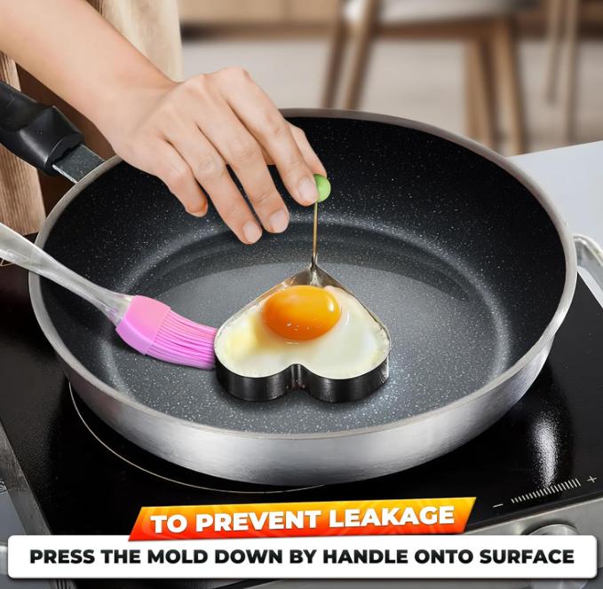 🍳 Nonstick 4Pcs Pancake Mold Set with Handle| Egg Ring for Breakfast Griddle & Fried Burger Patty| Perfect Summer Gift
