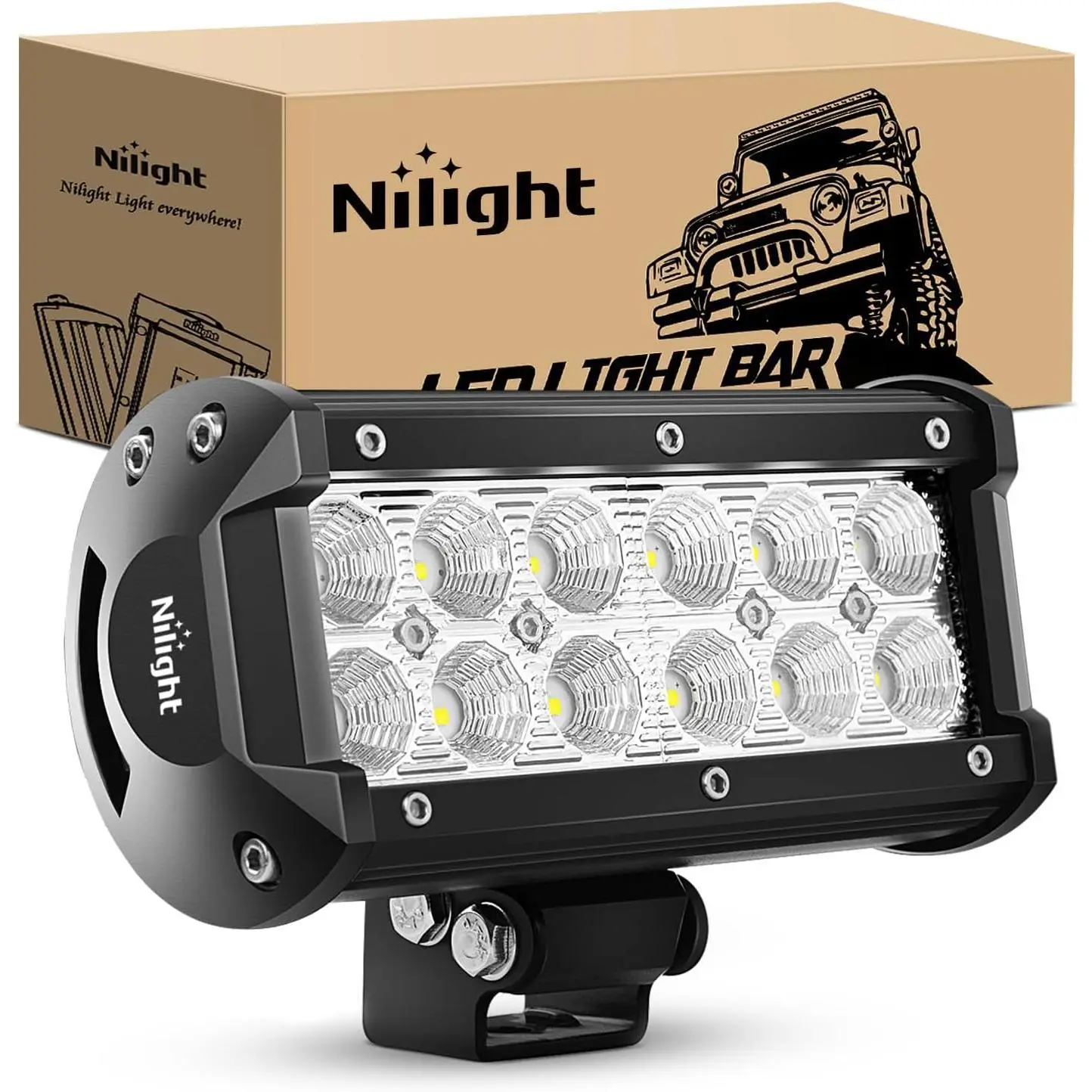 Nilight Led Pods 36w 6.5Inch 2800LM Flood Off Road Driving Fog Light Bar Work Lighting for Truck Tractor Pickup Boat SUV ATV UTV 4WD Car 4x4 Van Camper Motorcycle Dirt Bike Golf Cart 12V 24V, Light Bars For Trucks, Truck Lightbar