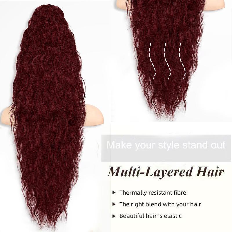 32 Inch Curly Wave Ponytail for Women Long Water Wave Claw Fake Tail Extensions Natural Looking Synthetic Black Fluffy Curly Ponytail Hairpiece for Daily Party Use