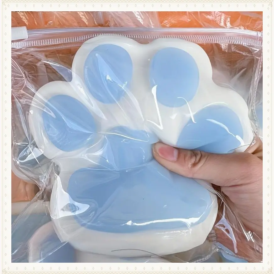 CatPawSqueezeToy,.InchLargeSizeTabaSoftKittenPawSquishyKawaiiJellyKittyPawRelaxingAnimalsFufuFidgetToysforYoungstersTeenagersAdults(Blue)
